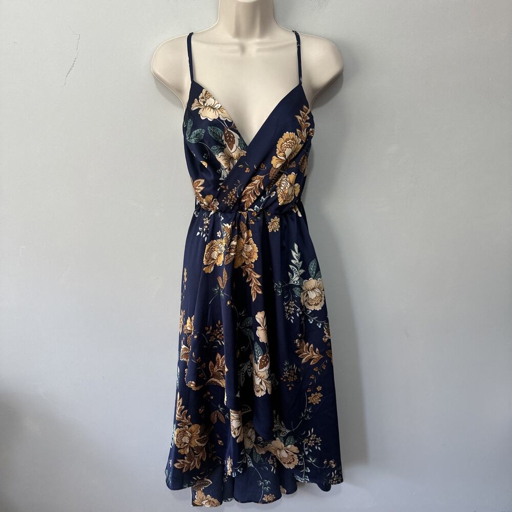 Hello Molly Dress Womens 2 Blue Floral Hi Low Falling In Style Romantic Party